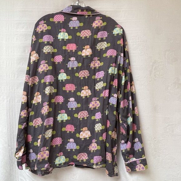 PJ Salvage Pajama Top Womens 3X Long Sleeve Turtle Print All Over Loungewear - Picture 4 of 9